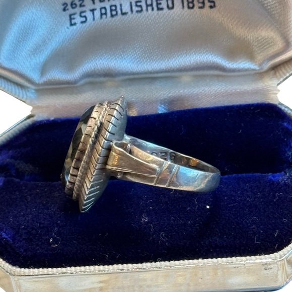 Antique smokey quartz sterling silver 925 lg pear shape fancy ring - Picture 5 of 7